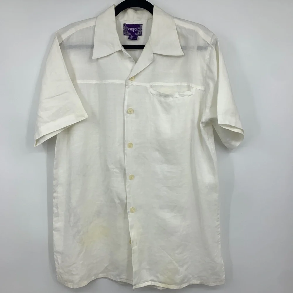 Empra‎ mens medium linen shirt short sleeve pocket casual beach vacation